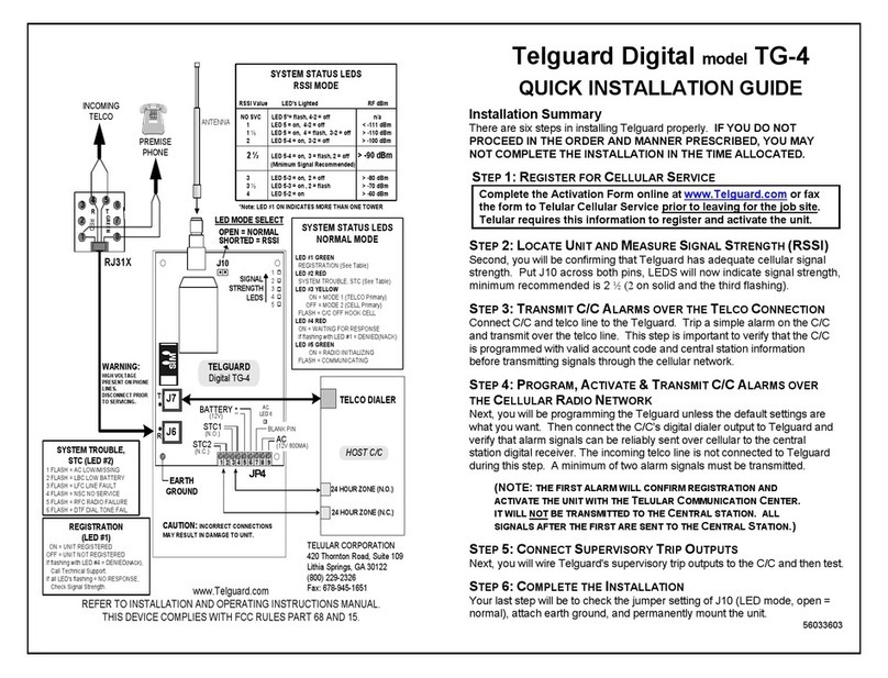 Telguard Digital TG-4 Quick installation guide