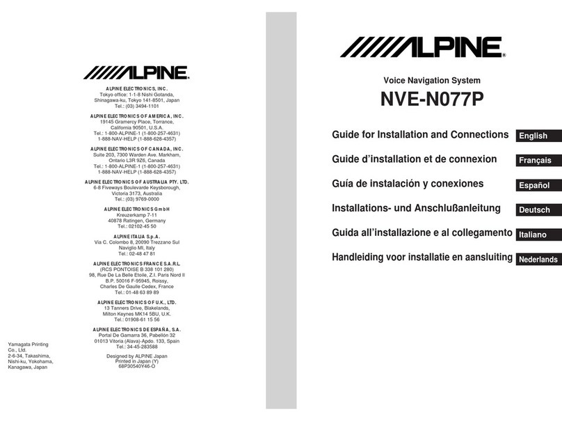 Alpine NVE-N077P Guide for installation and connections