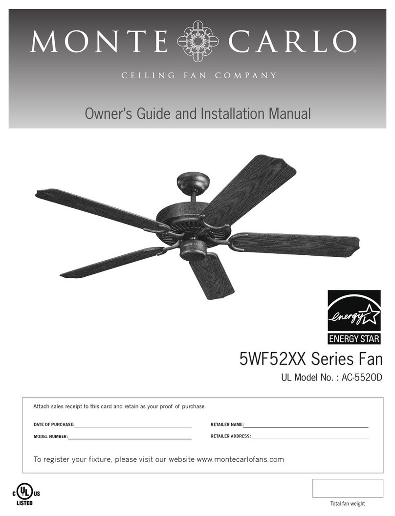 Monte Carlo Fan Company 5WF52XX Series Owner's guide and installation manual Monte Carlo Fan Company 5WF52XX Series Owner's guide and installation manual