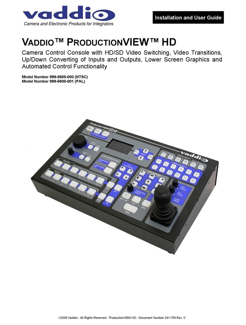VADDIO PRODUCTIONVIEW HD 999-5600-000 Installation and user guide VADDIO PRODUCTIONVIEW HD 999-5600-000 Installation and user guide