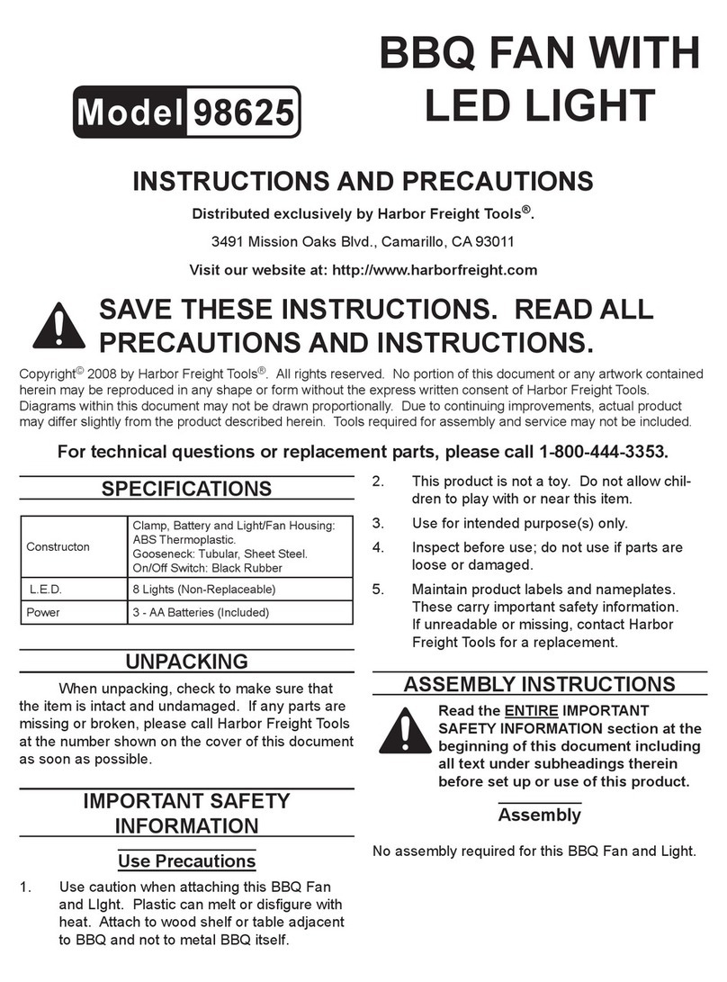Harbor Freight Tools 98625 Instructions and precautions