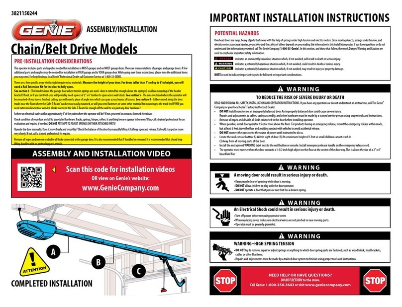 Genie Chain/Belt Drive Models User manual