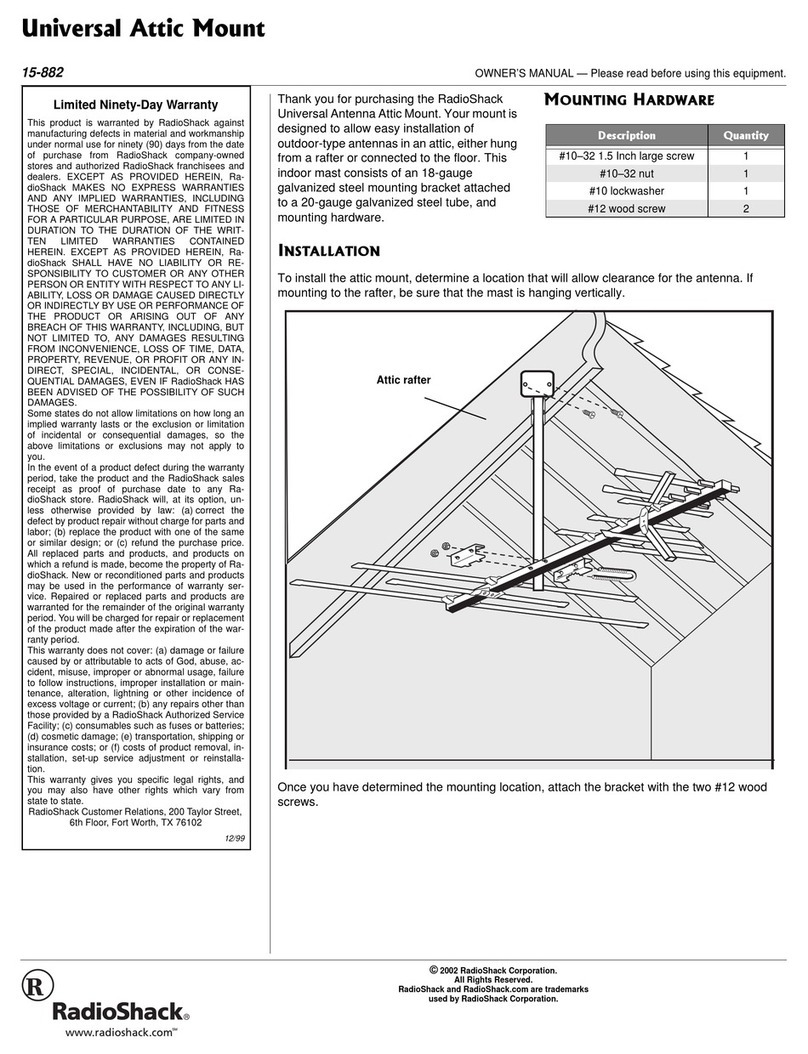 Radio Shack Universal Attic Mount User manual Radio Shack Universal Attic Mount User manual