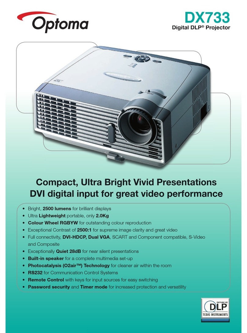 Optoma DX733 Speci?cations