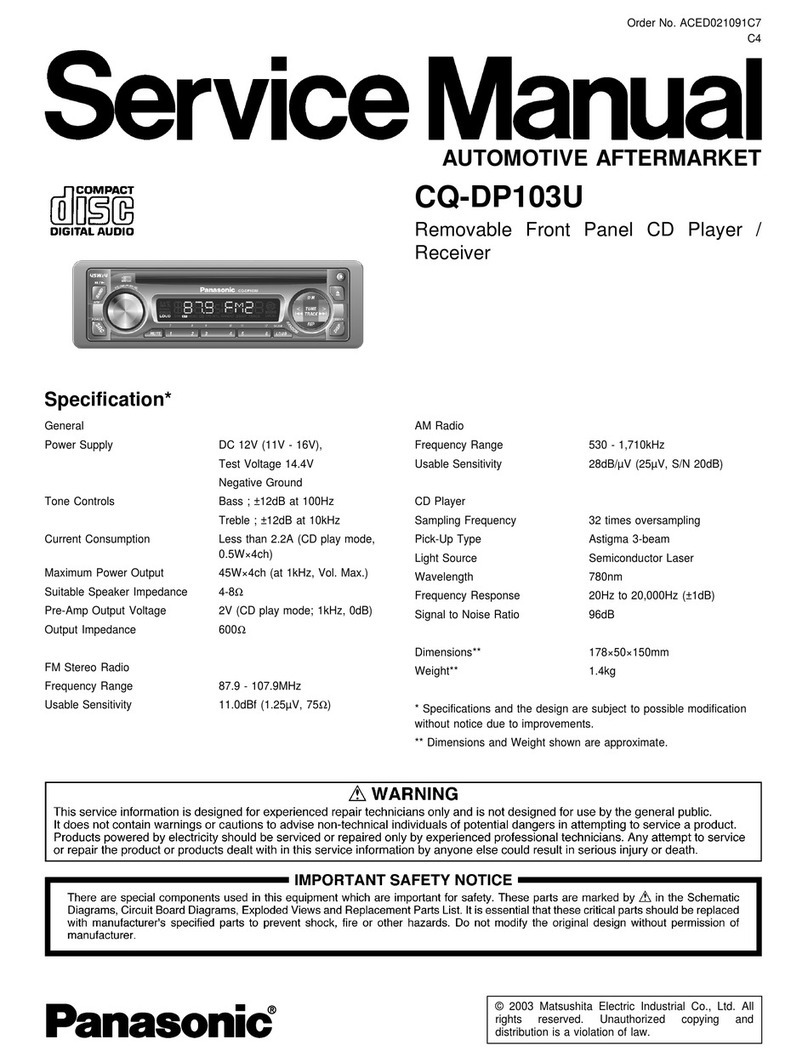 Panasonic CQDP103U - AUTO RADIO/CD DECK Service manual
