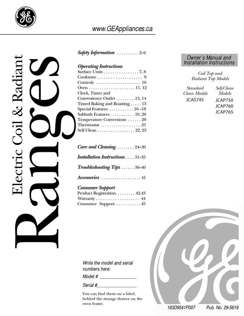 GE JCAS745 Operating instructions