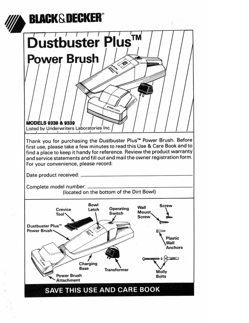 Black & Decker Dustbuster Plus 9338 Installation instructions