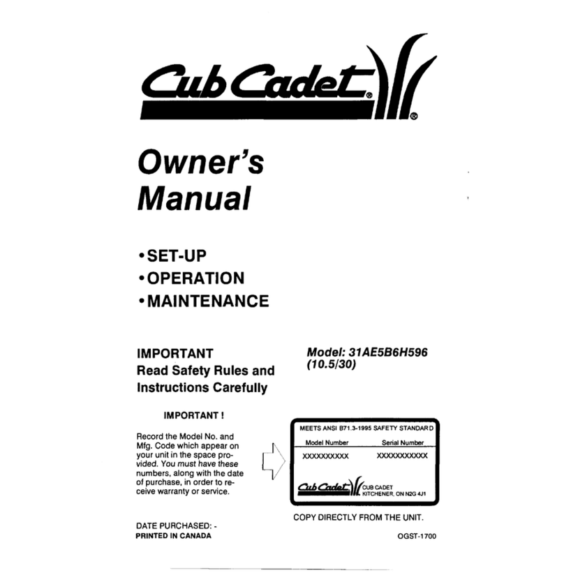 Cub Cadet 31ae5b6h596 User manual Cub Cadet 31ae5b6h596 User manual