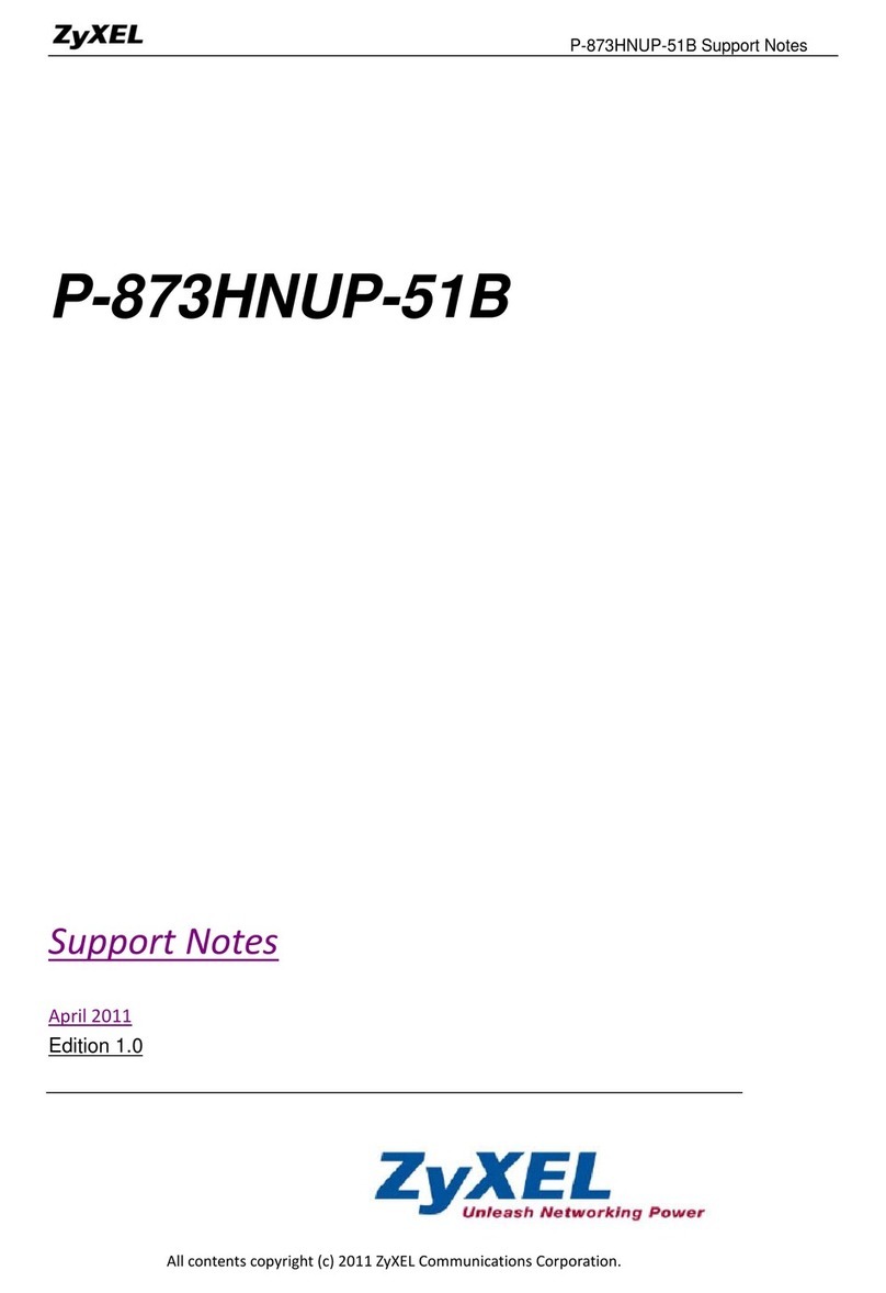 ZyXEL Communications P-873HNUP-51B Support notes