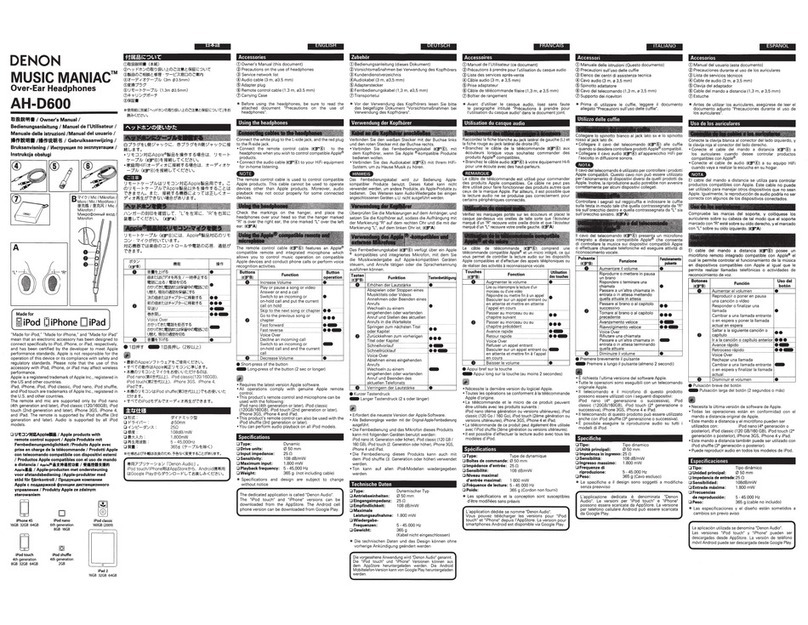 Denon Music Maniac AH-0600 owner's manual