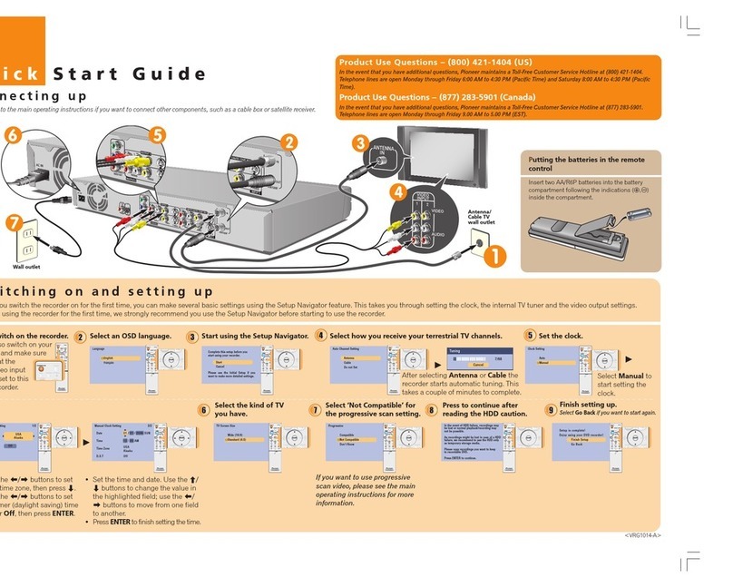 Pioneer DVR-543H-S quick start guide