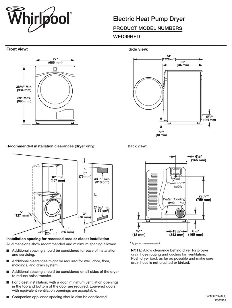 Whirlpool WED99HED Dimension Guide