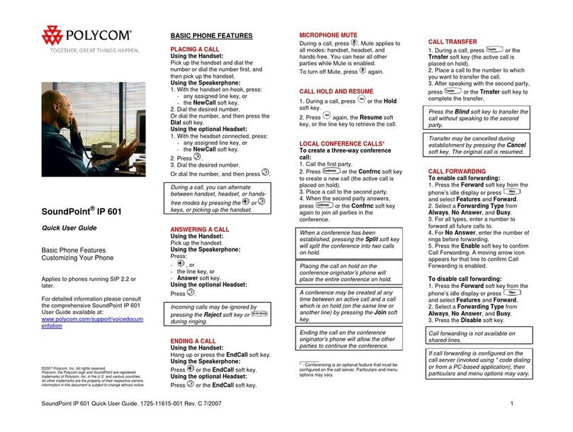 Polycom SoundPoint IP 601 Instruction manual