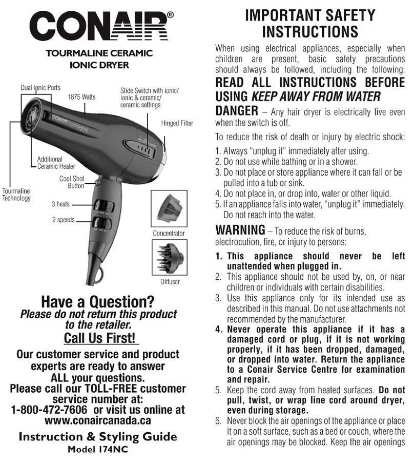Conair 174NC instruction manual