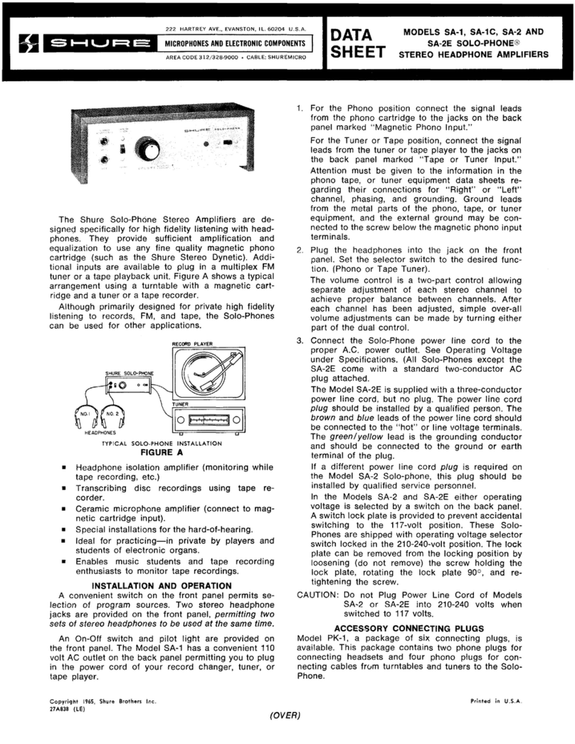 Shure SOLO-PHONE SA-1 datasheet