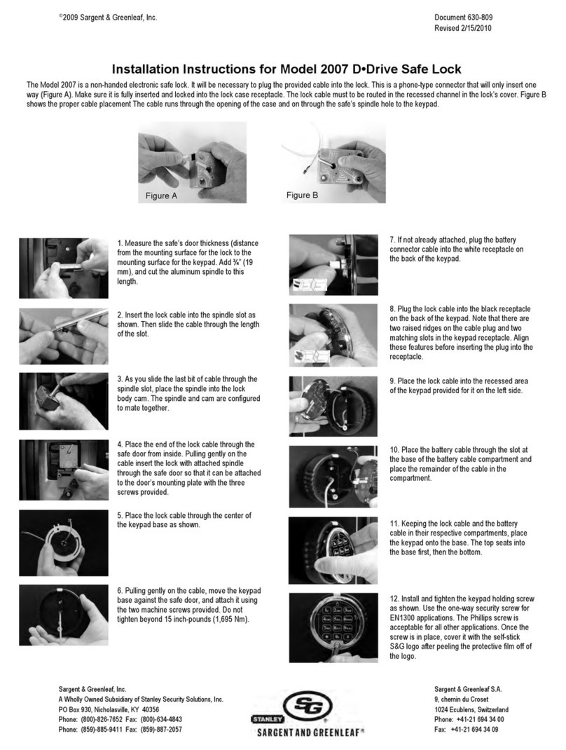 Sargent and Greenleaf D•Drive 2007 installation instructions