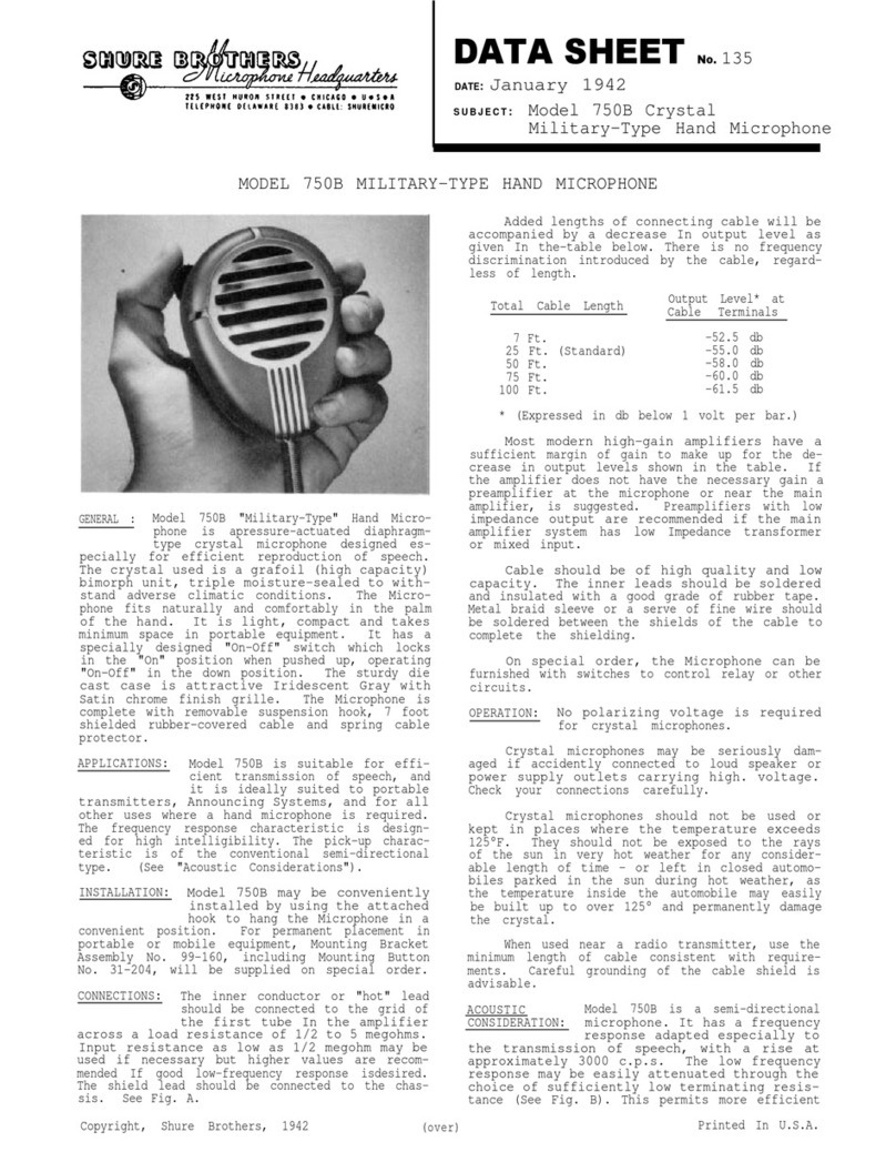 Shure 750B Crystal User manual