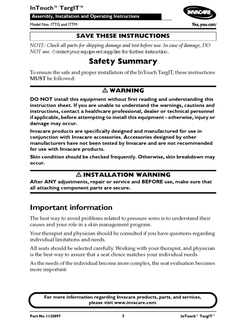 Invacare InTouch ITTG Assembly, installation and operating instructions Invacare InTouch ITTG Assembly, installation and operating instructions