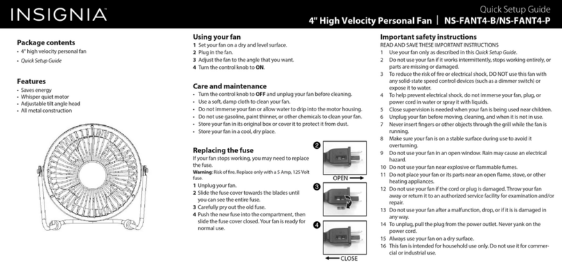 Insignia NS-FANT4-B Quick setup guide Insignia NS-FANT4-B Quick setup guide