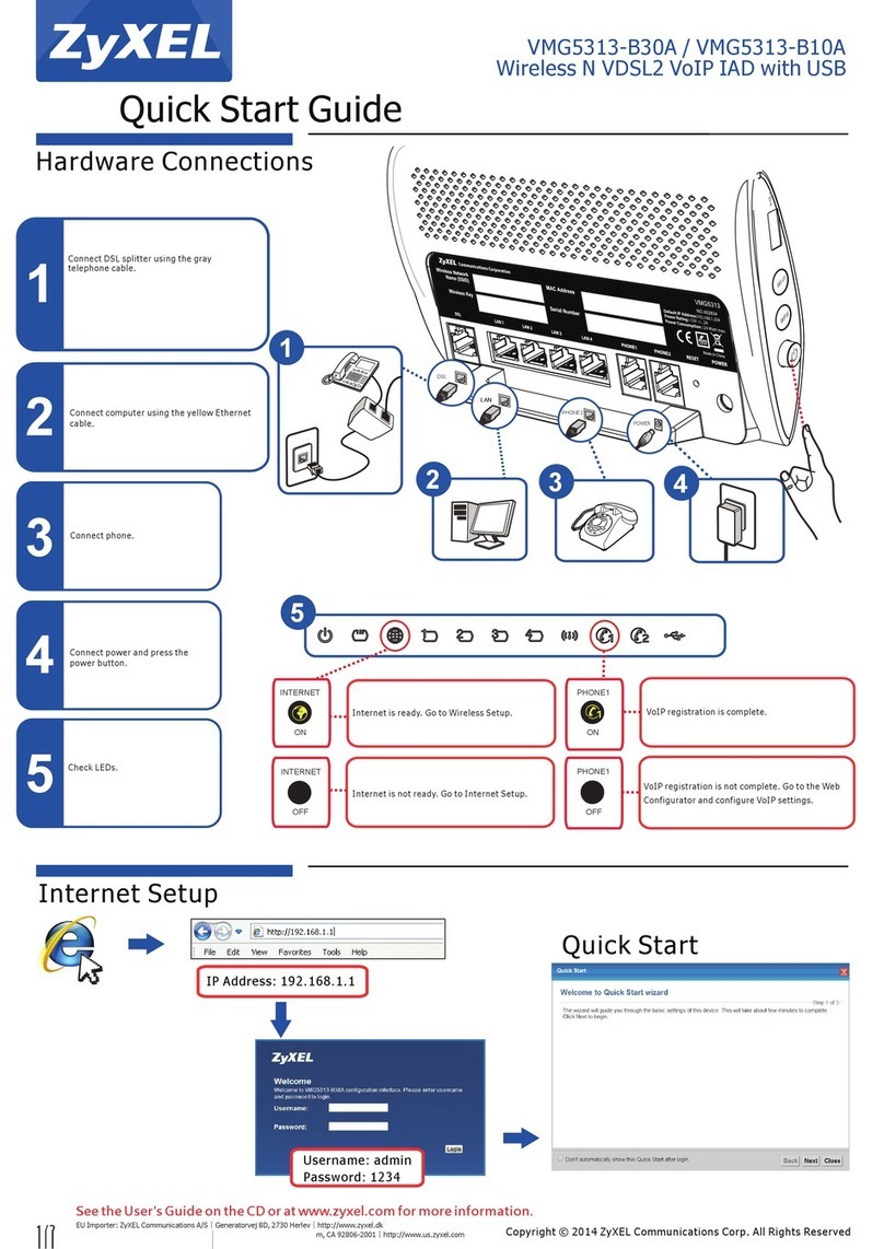 ZyXEL Communications VMG5313-B30A quick start guide