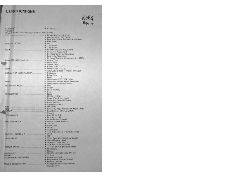 Korg POLYSIX Service manual