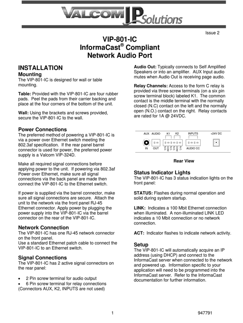 Valcom VIP-801-IC Installation