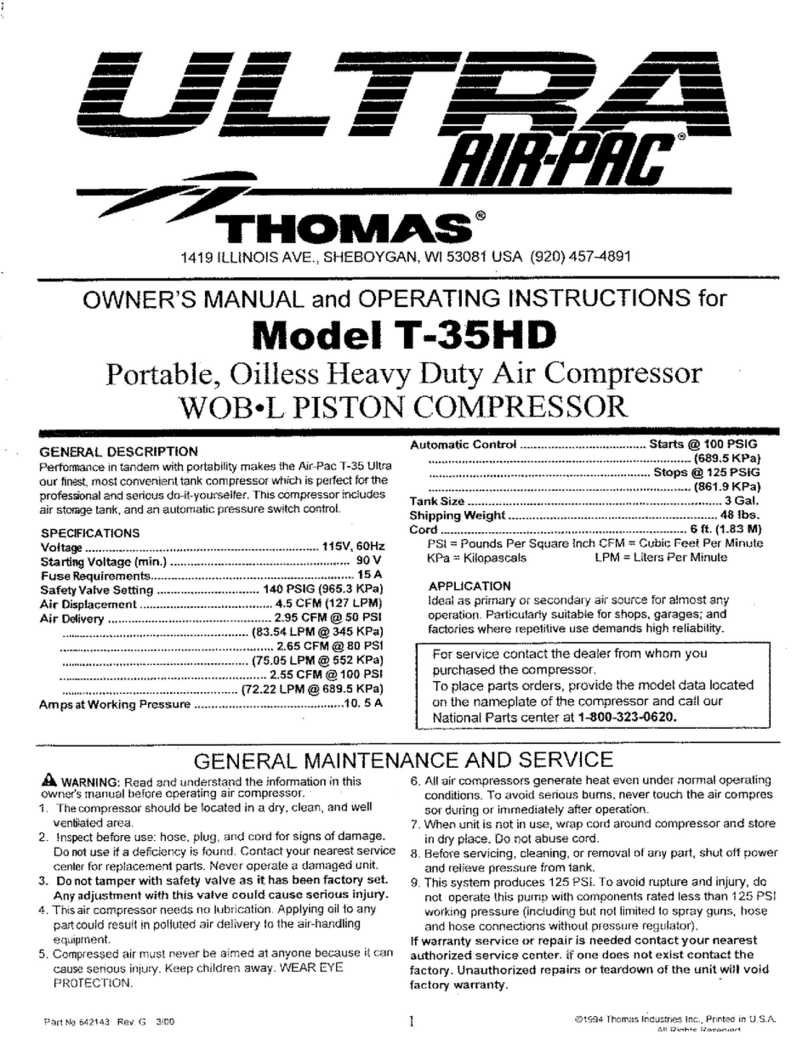 Thomas Air=Pac T-35HD Owner's Manual and Operating Instructions