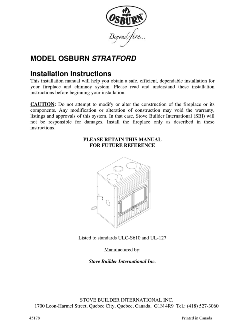 Stove Builder International MODEL OSBURN STRATFORD User manual