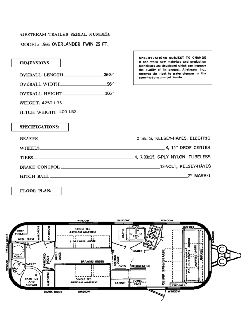 Airstream Overlander Twin 1996 user manual