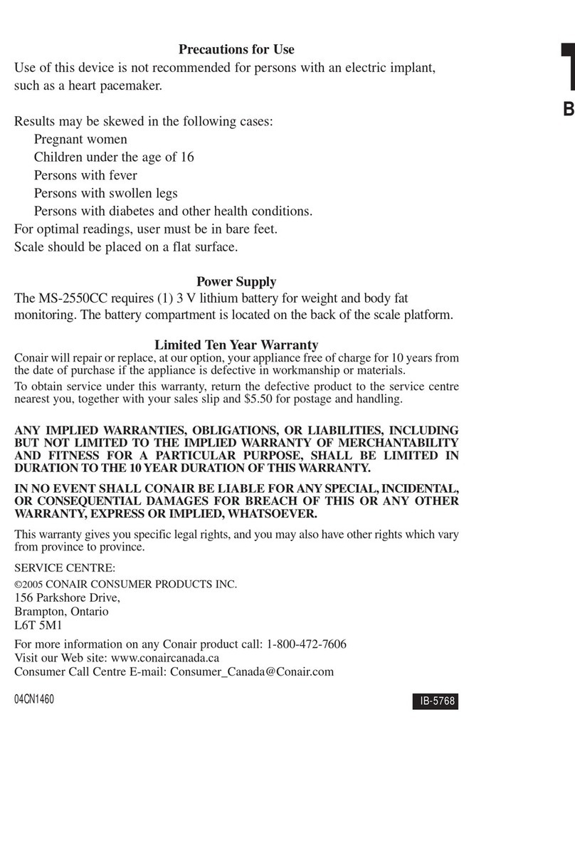 Conair Thinner MS-2550CC User manual