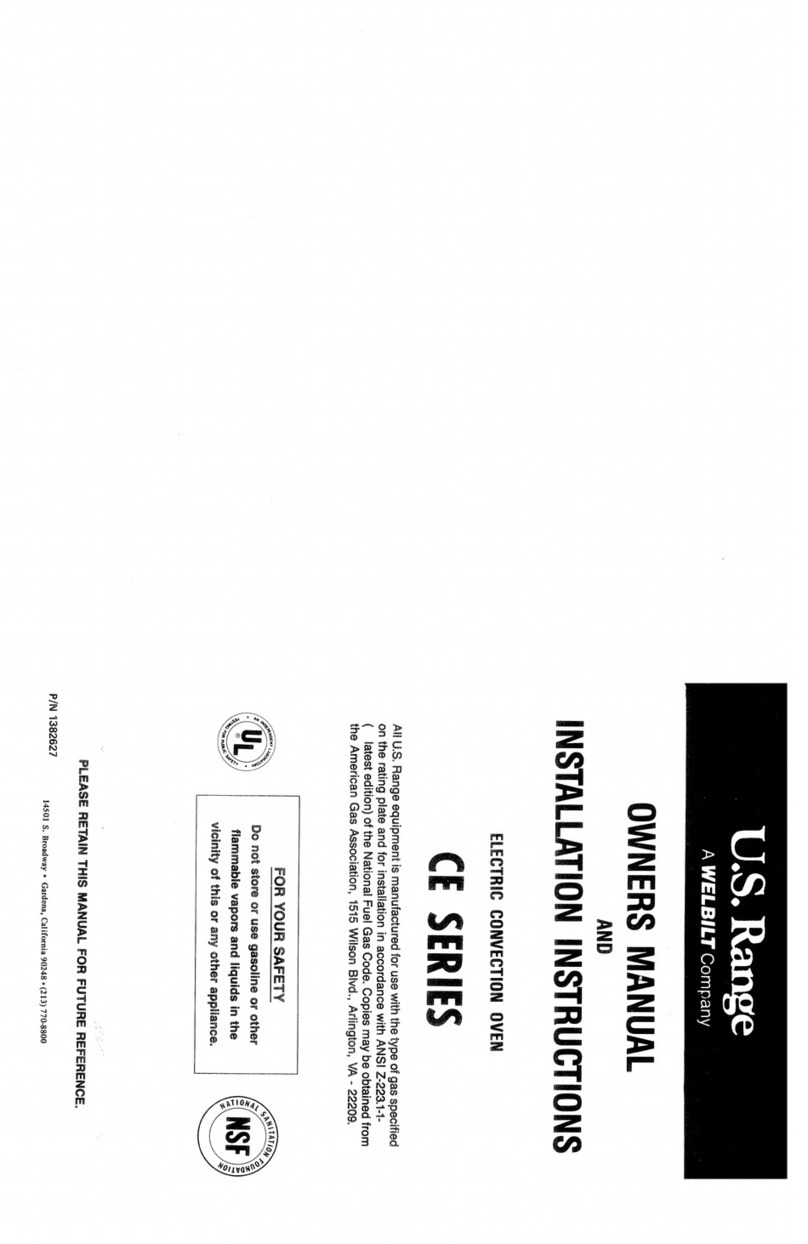 U.S. Range TE3 Owner's Manual & Installation Instructions U.S. Range TE3 Owner's Manual & Installation Instructions