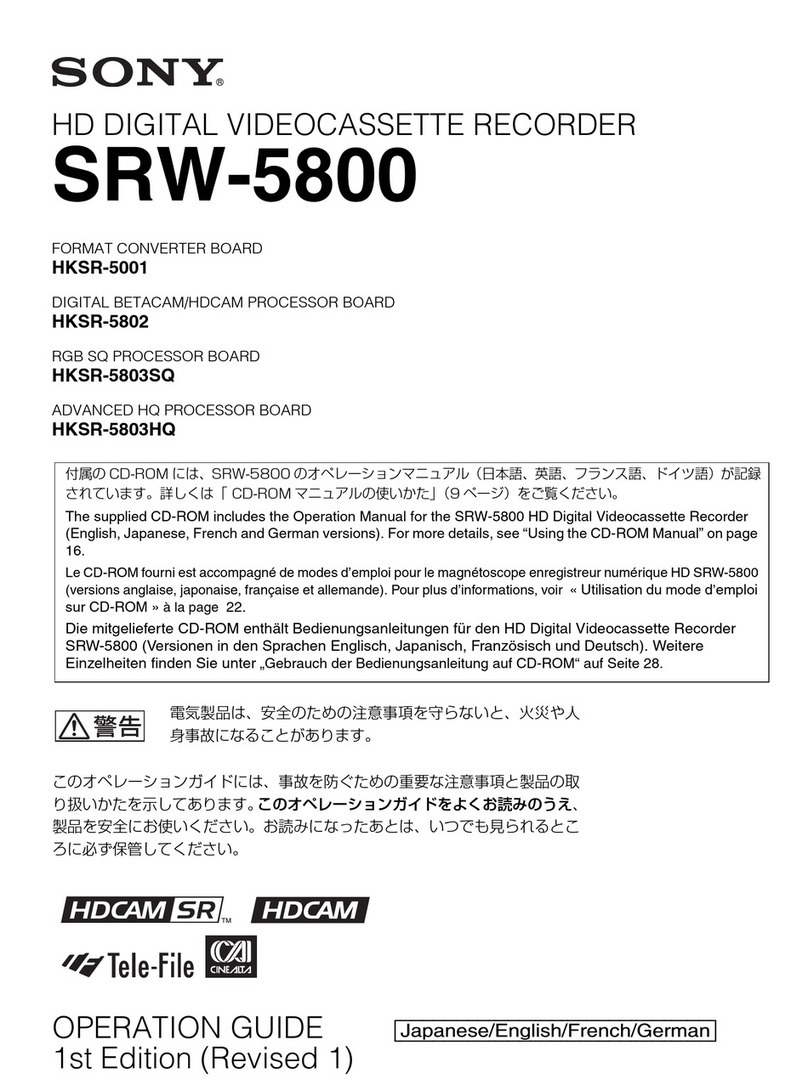 Sony HDCAM-SR SRW5800 User manual