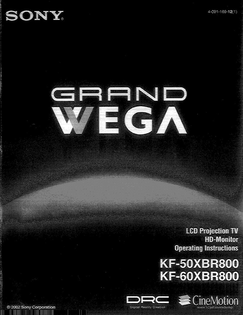 Sony XBR Grand WEGA KF-50XBR800 operating instructions