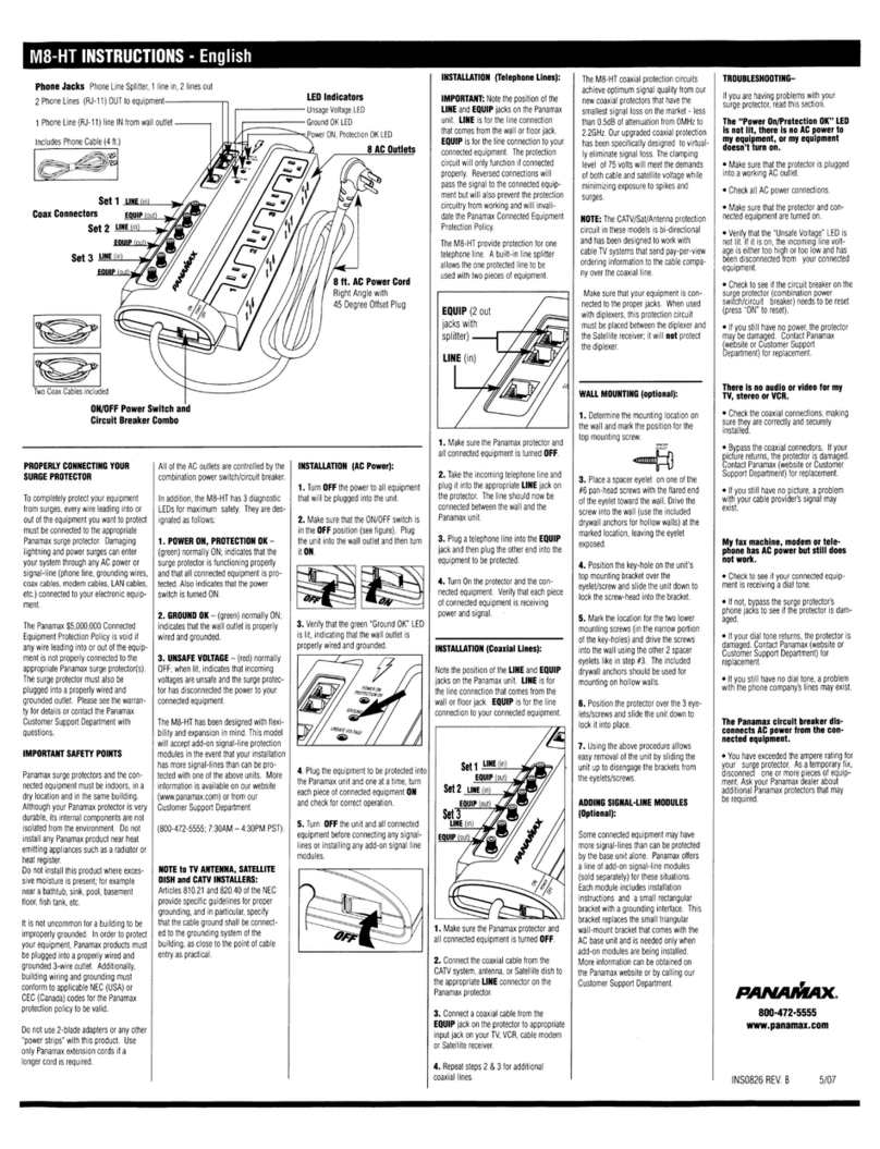 Panamax M8-HT User manual