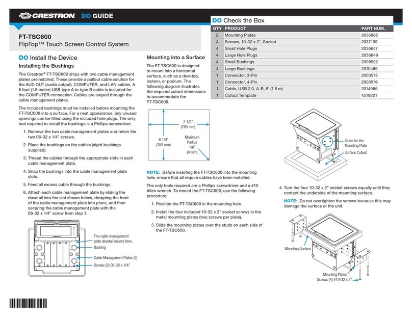 Crestron FT-TSC600 FlipTop User manual