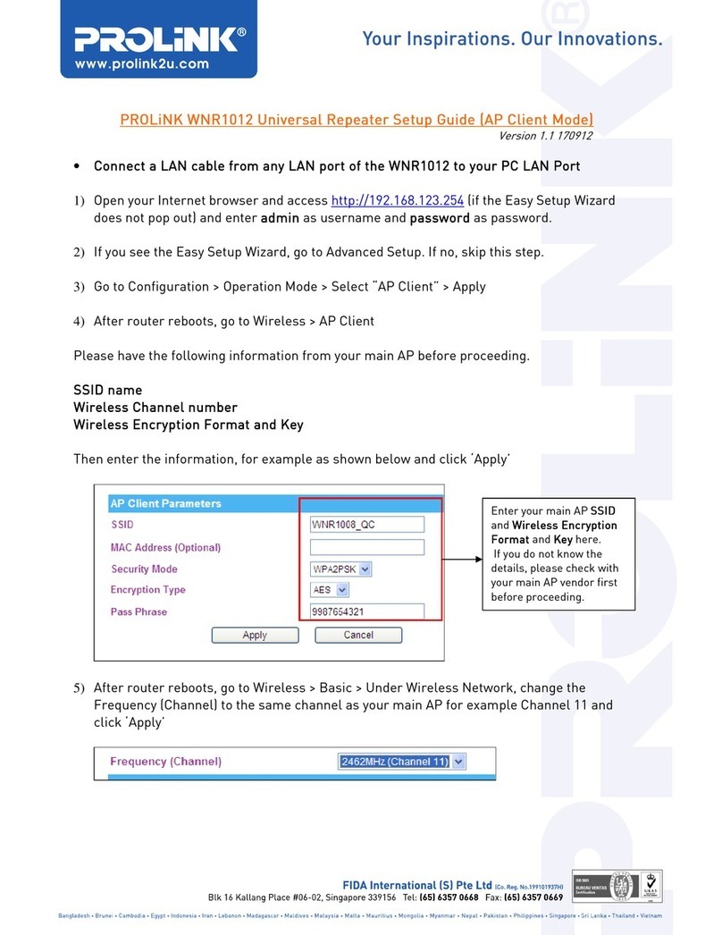 PROLiNK WNR1012 Setup guide