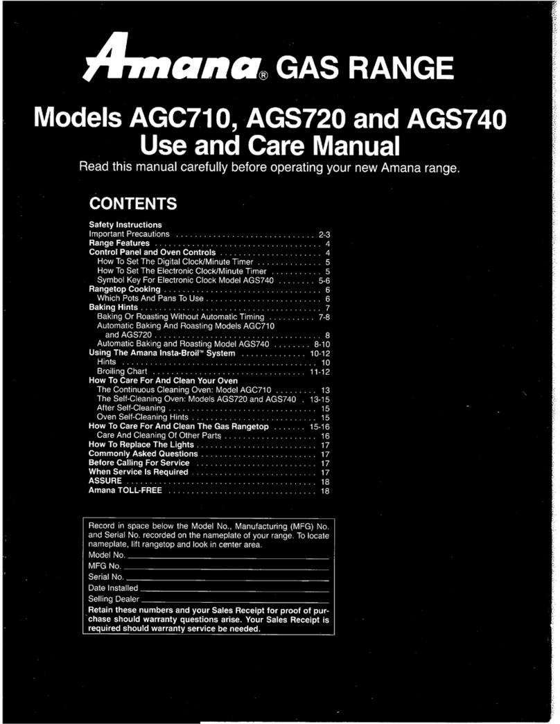 Amana AGS740 User manual