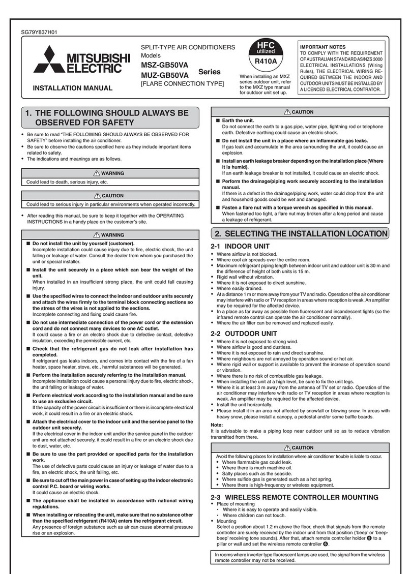 Mitsubishi Electric MSZ-GB50VA Series User manual