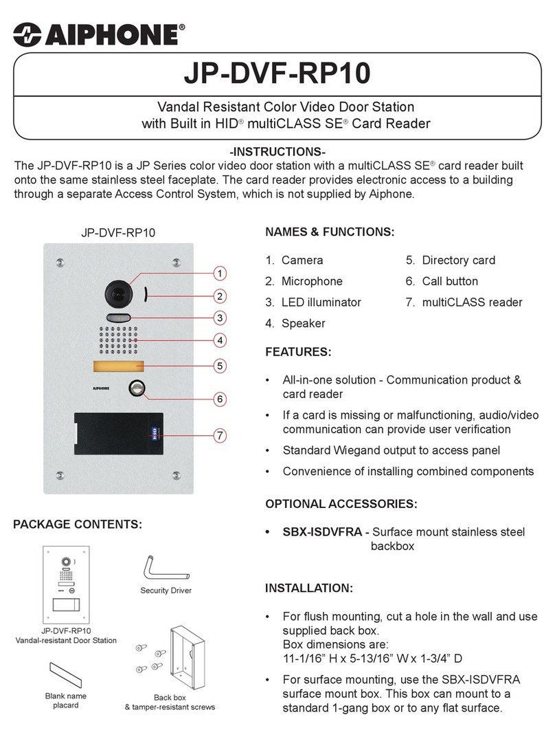 Aiphone JP-DVF-RP10 User manual