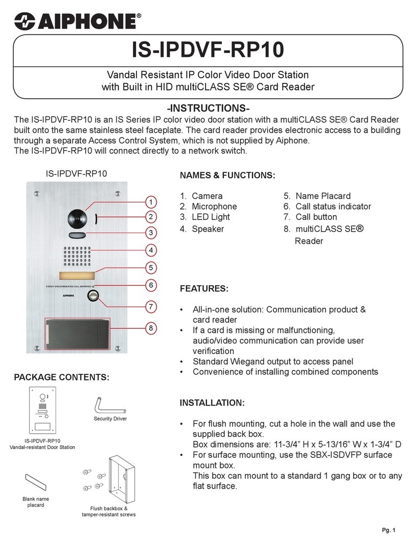 Aiphone IS-IPDVF-RP10 instructions