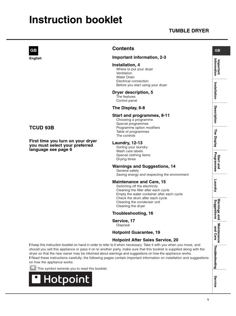 Hotpoint TCUD 93B Instruction booklet Hotpoint TCUD 93B Instruction booklet