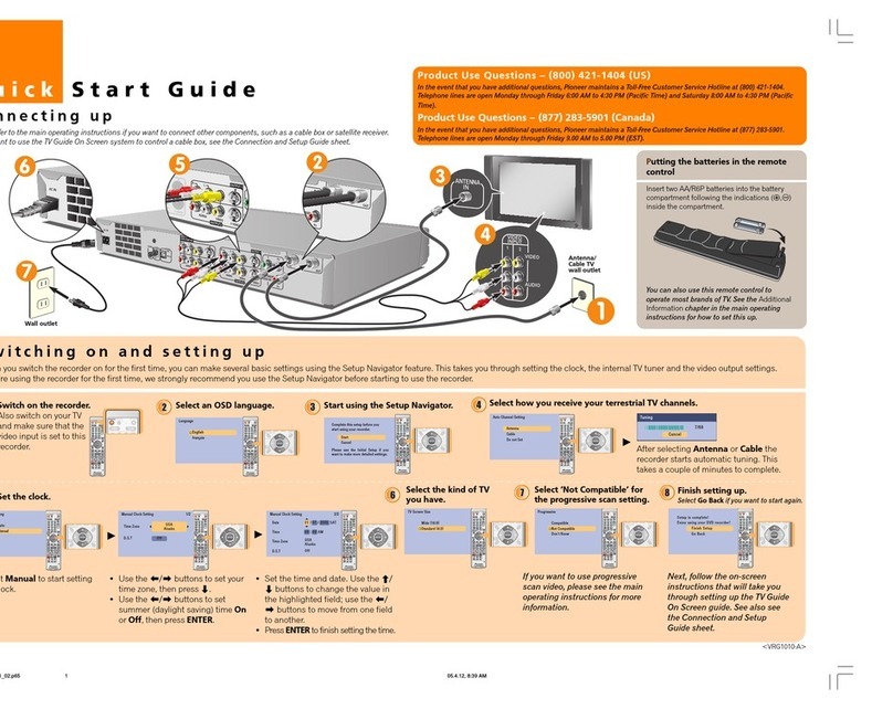 Pioneer DVR531H quick start guide