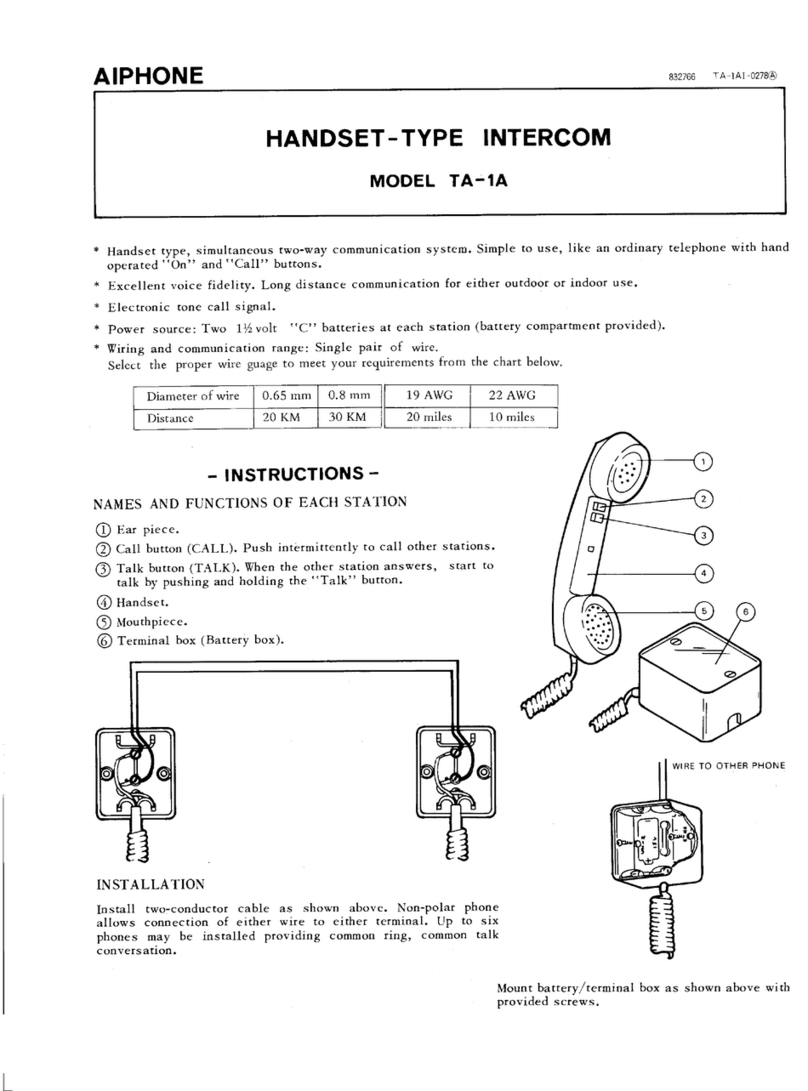 Aiphone TA-1A User manual