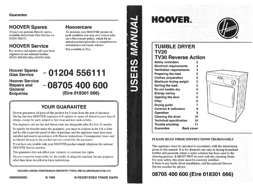 Hoover TV30 user manual