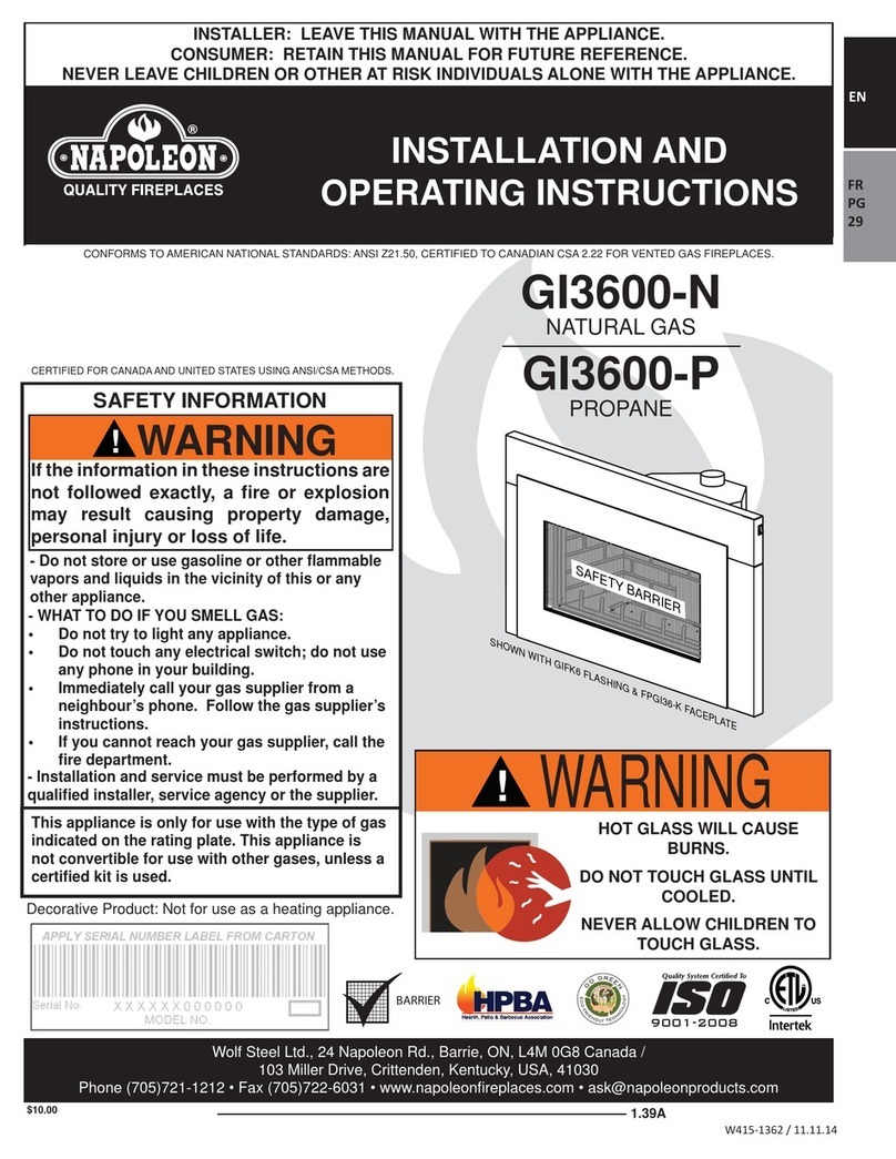 Napoleon GI 3600-N Installation and operating instructions Napoleon GI 3600-N Installation and operating instructions