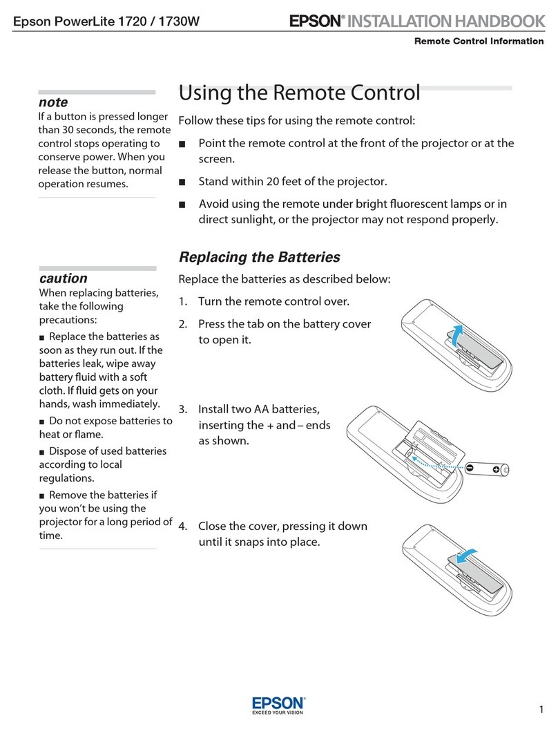 Epson PowerLite 1720 Installation handbook