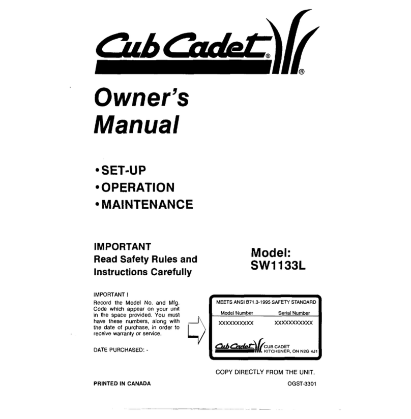 Cub Cadet SW1133L User manual