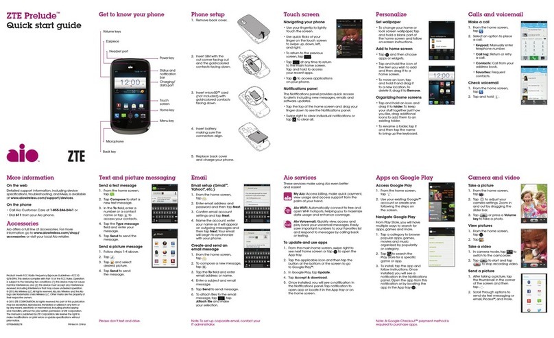 Zte Aio Prelude quick start guide