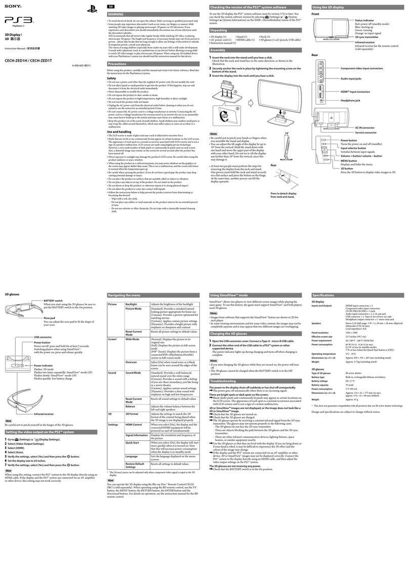 Sony PS3 CECH-ZED1H User manual