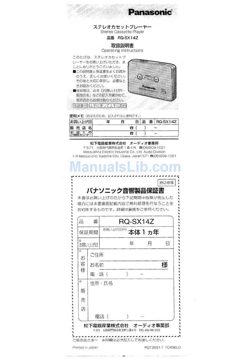 Panasonic RQ-SX14Z User manual